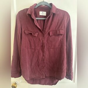 Aritzia Babaton Burgundy Button down Shirt